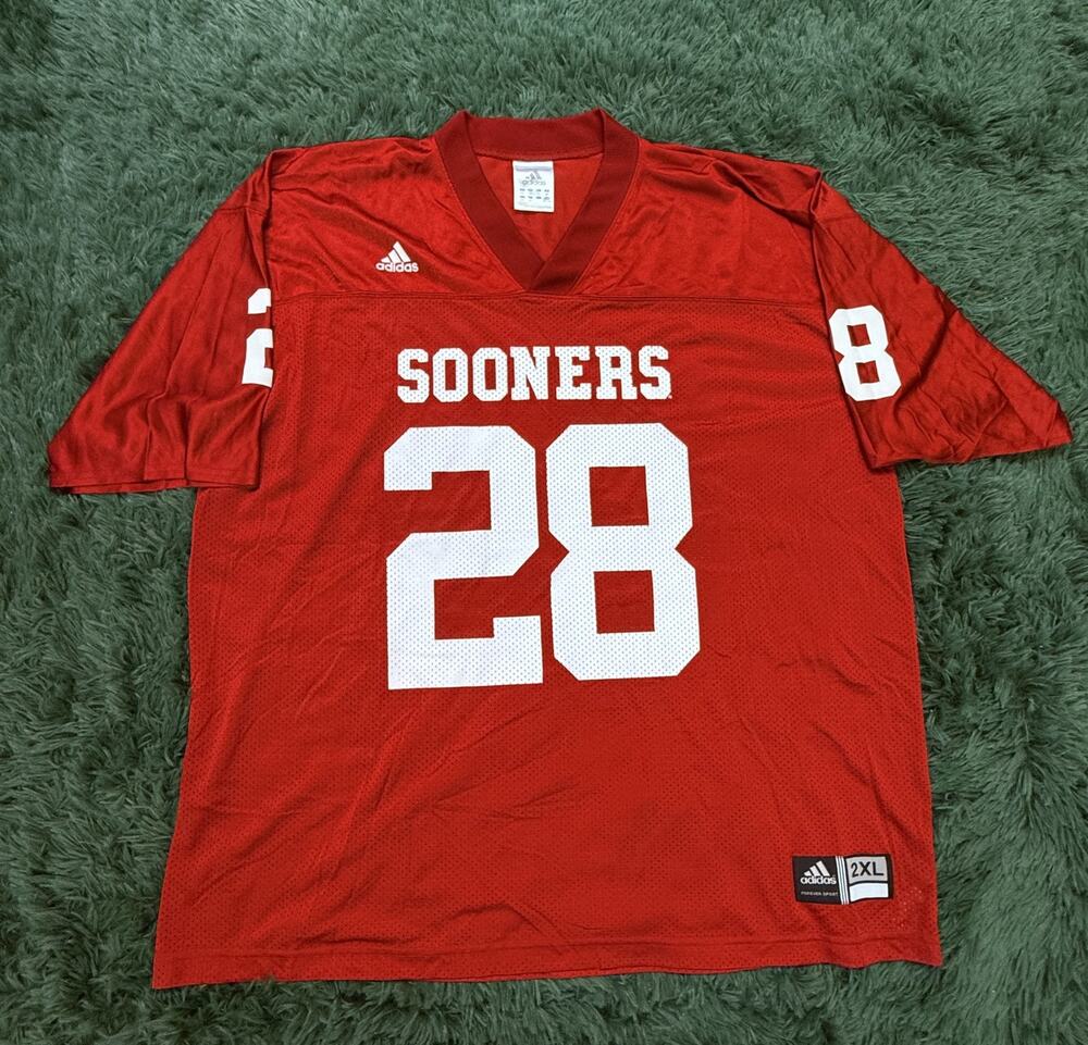 Adidas Oklahoma Sooners Football Jersey Red #28 Size 2XL NCAA Fan Apparel VTG